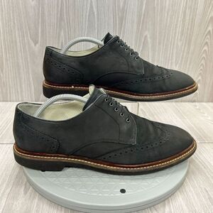 Cole Haan Air Mens Black Nubuck Leather Brogue Wingtip Oxford Dress Shoes Sz 10